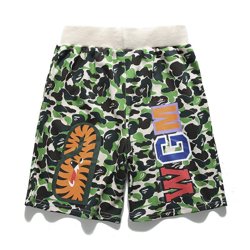 Bathing Ape Shorts Trendy Brand Camouflage Teeth Printed Men's Cotton Shorts