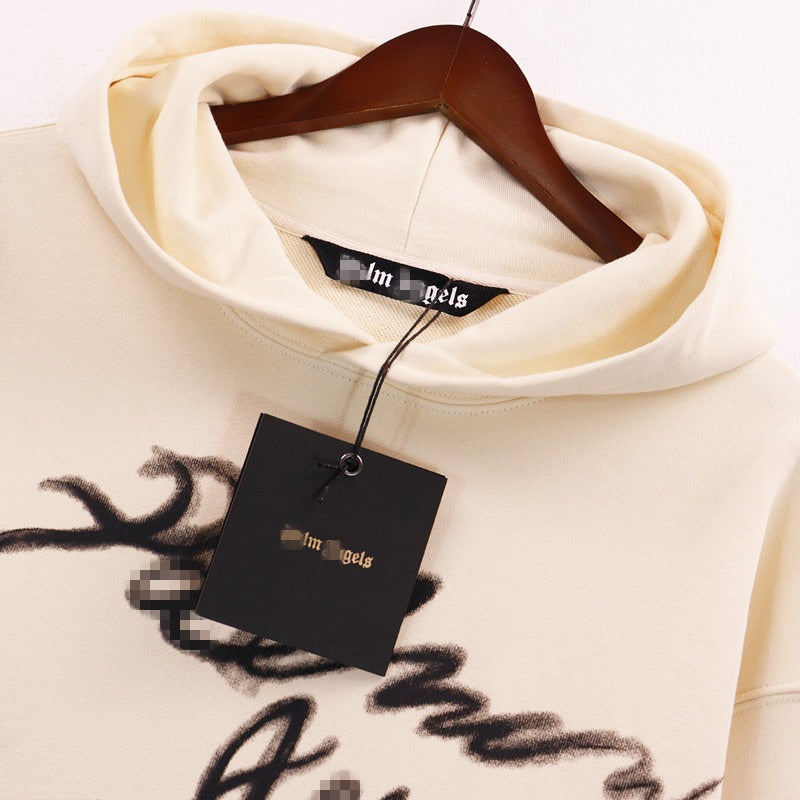 Palm Angels Hoodie Smoke Letter Flame Print Hooded Sweater