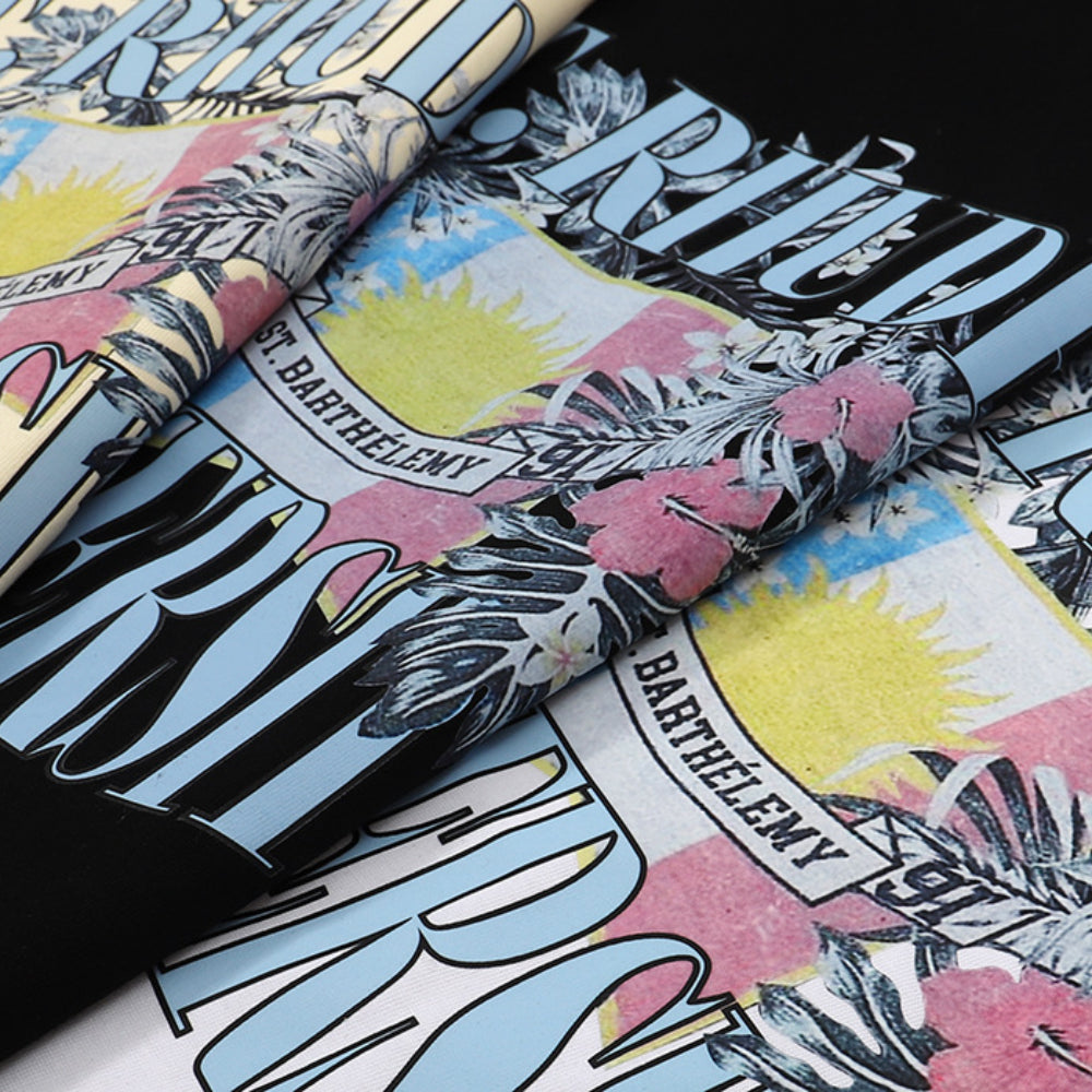 Rhude T-shirt Flag Floral Print Short Sleeve T-shirt