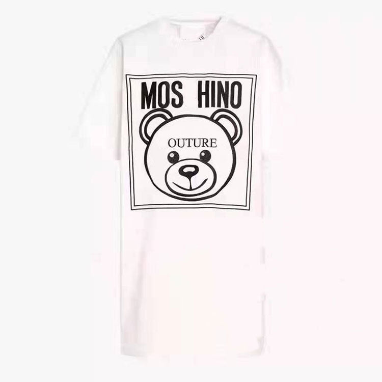 Moschino T-shirt Loose Cotton Embroidered Letter Dress