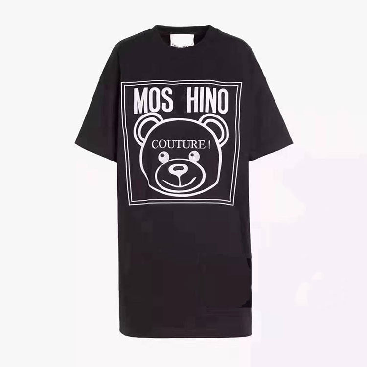Moschino T-shirt Loose Cotton Embroidered Letter Dress