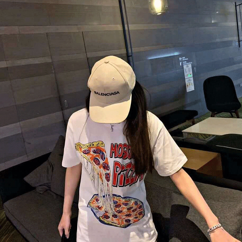 Moschino T-shirt Pizza Pattern Loose Short Sleeve T-shirt