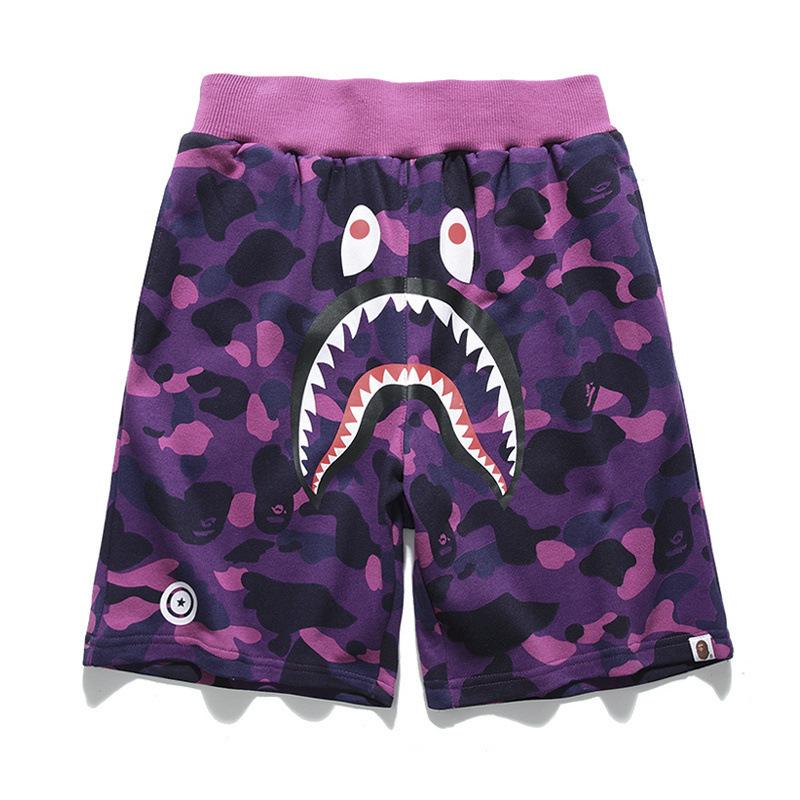 Bathing Ape Shorts Trendy Brand Camouflage Teeth Printed Men's Cotton Shorts
