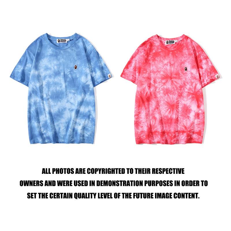 Bathing Ape T-Shirt Summer Ape Head Casual Tie-Dye Top T-shirt with Short Sleeves