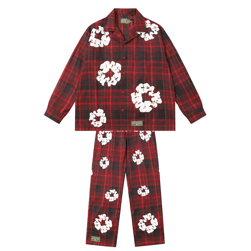 Denim Tears Long-Sleeved Shirt & Suit Pants 2 Piece Set Kapok Plaid