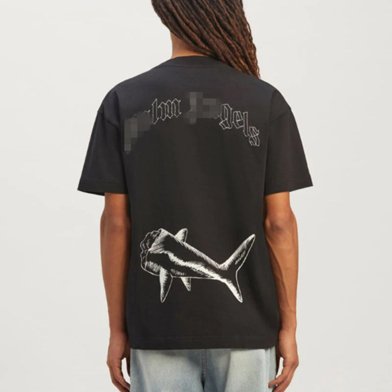 Palm Angels T-shirt Sketch Break Shark Alphabet Short Sleeve T-shirt