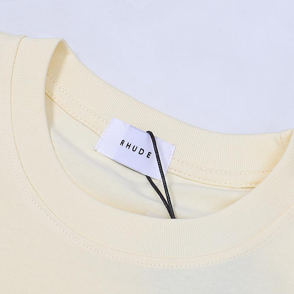 Rhude T-shirts Wine Printing Cotton Casual Short Sleeve Men and Women