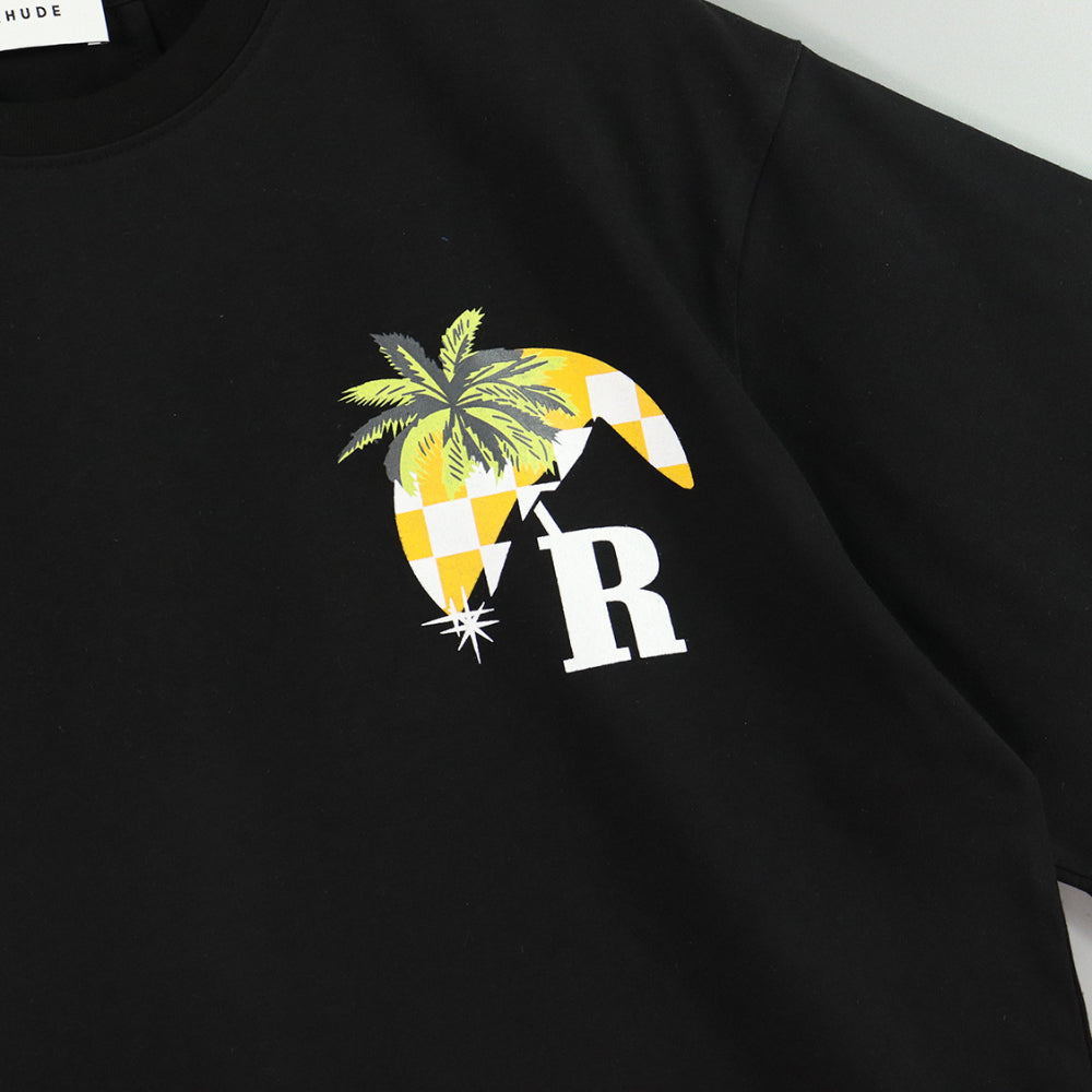 Rhude T-shirt Sunset Coconut Racing Printed Short Sleeve T-shirt