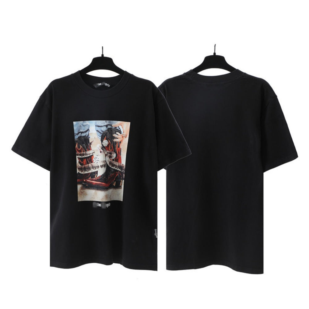 Palm Angels T-shirt Dice and Snake Print Short Sleeve T-shirt