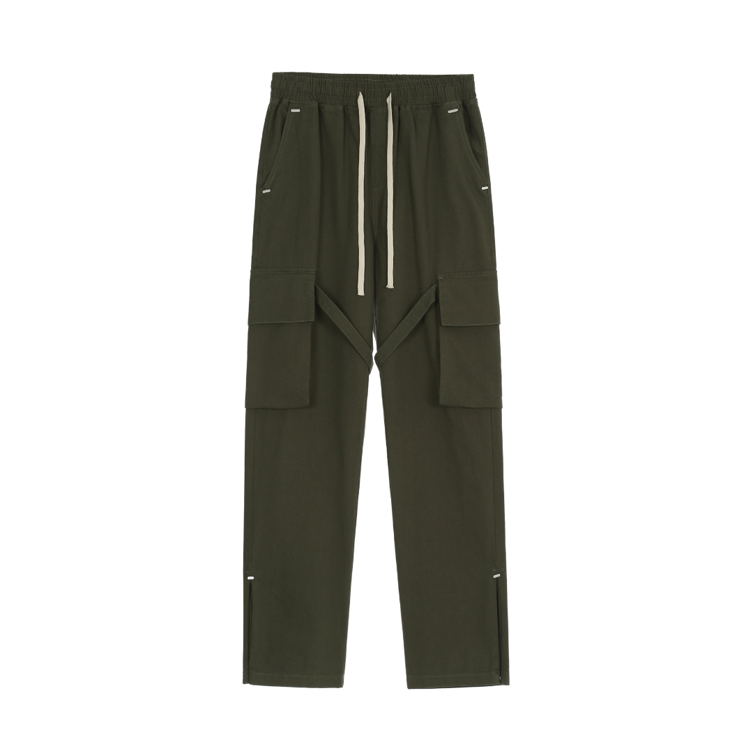 Askyurself Pant Loose Casual Straight-Leg Drawstring Overalls Trousers