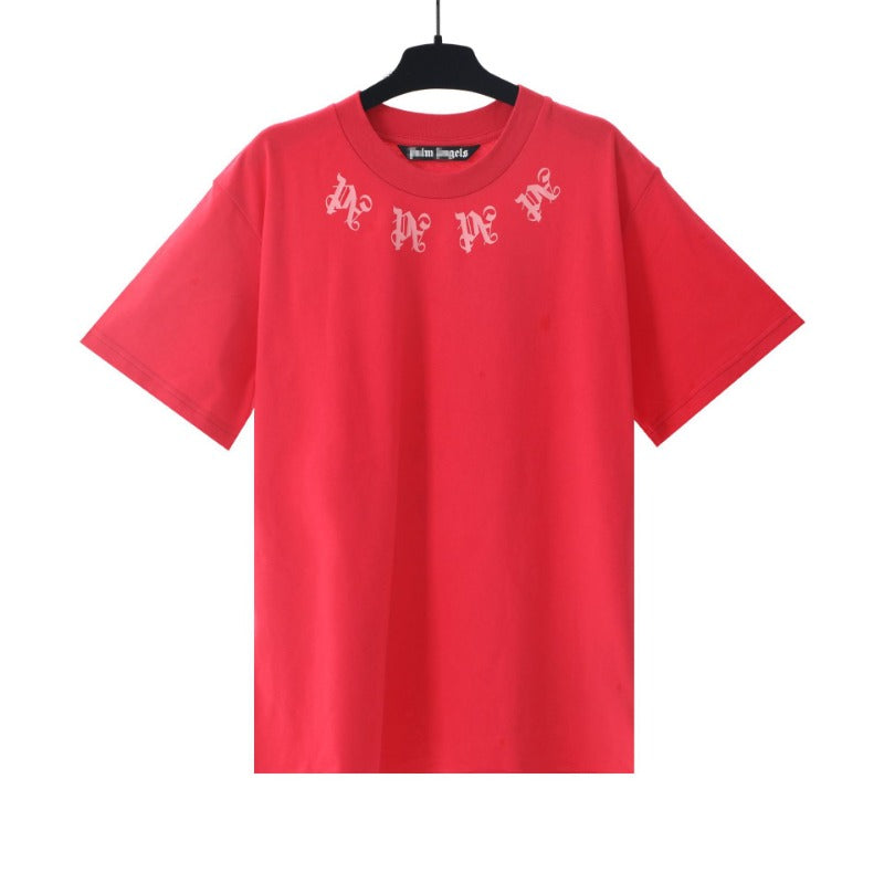 Palm Angels T-shirt Letter Painted Coconut Tree Print Short Sleeve T-shirt