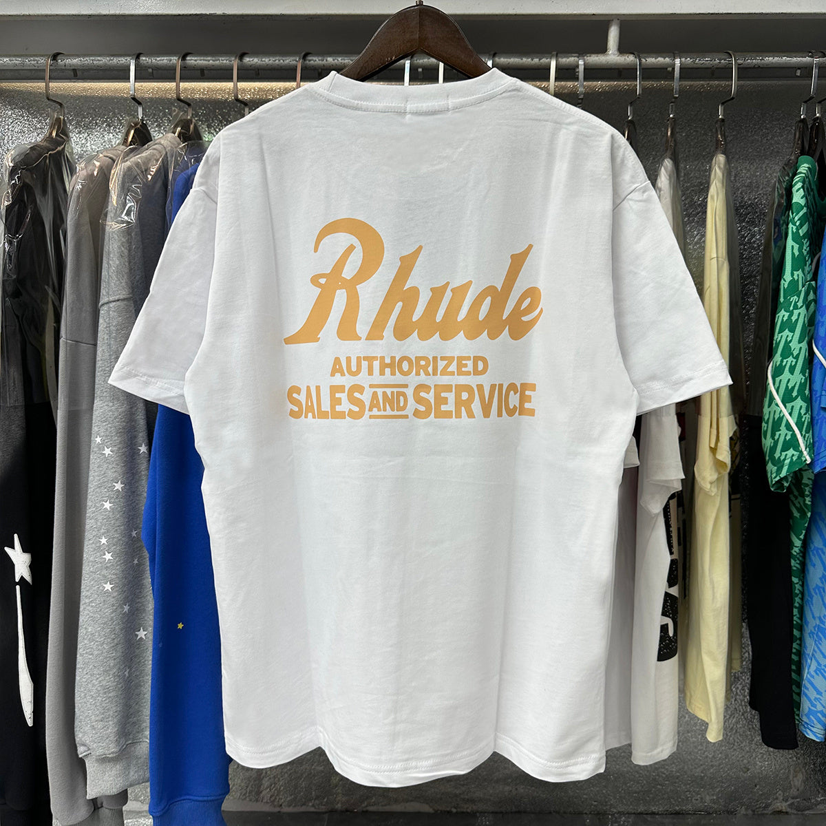 Rhude T-shirts Letter Printed Cotton Casual Short Sleeve Men and Women