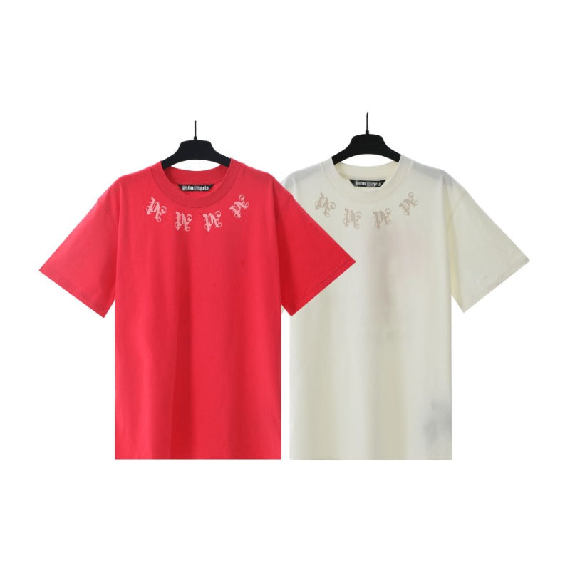 Palm Angels T-shirt Letter Painted Coconut Tree Print Short Sleeve T-shirt