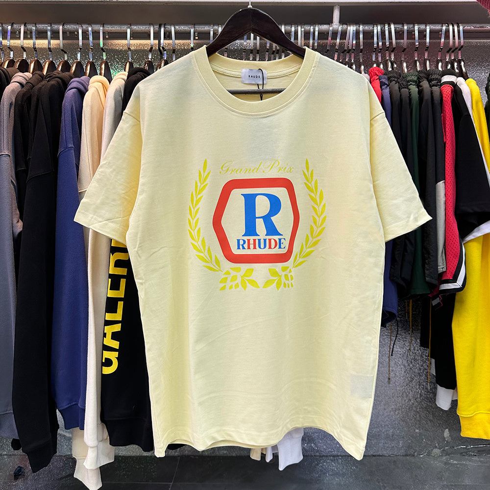 Rhude T-shirts Printed Cotton Loose Short Sleeves Men and Women