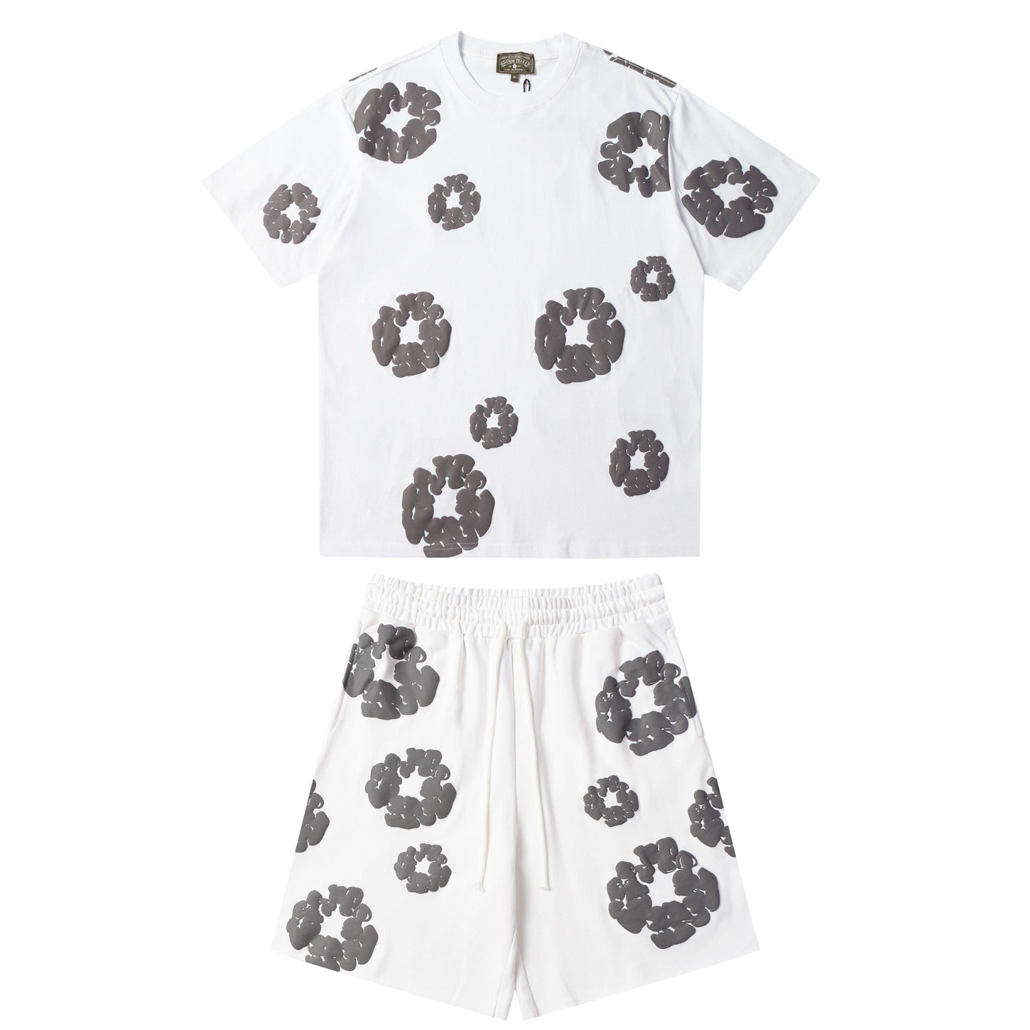 Denim Tears Outfit:T-shirt/Shorts (Separate Purchase Options) Puff Print Short Sleeve T-shirt Loose Couple Shorts Suit