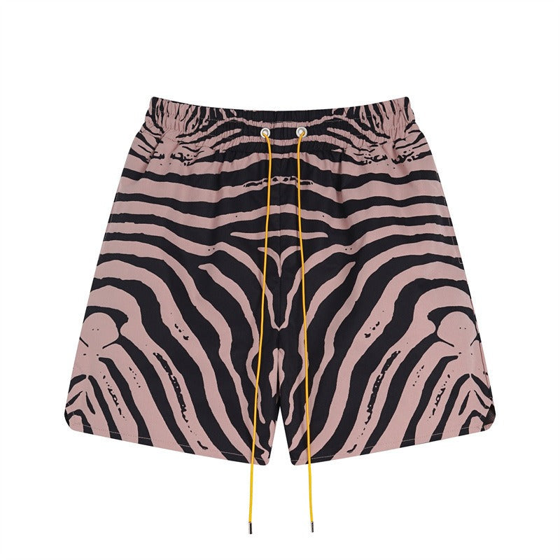 Rhude T-shirt Zebra Letter Embroidery Casual Short Sleeve Shirt, Shorts