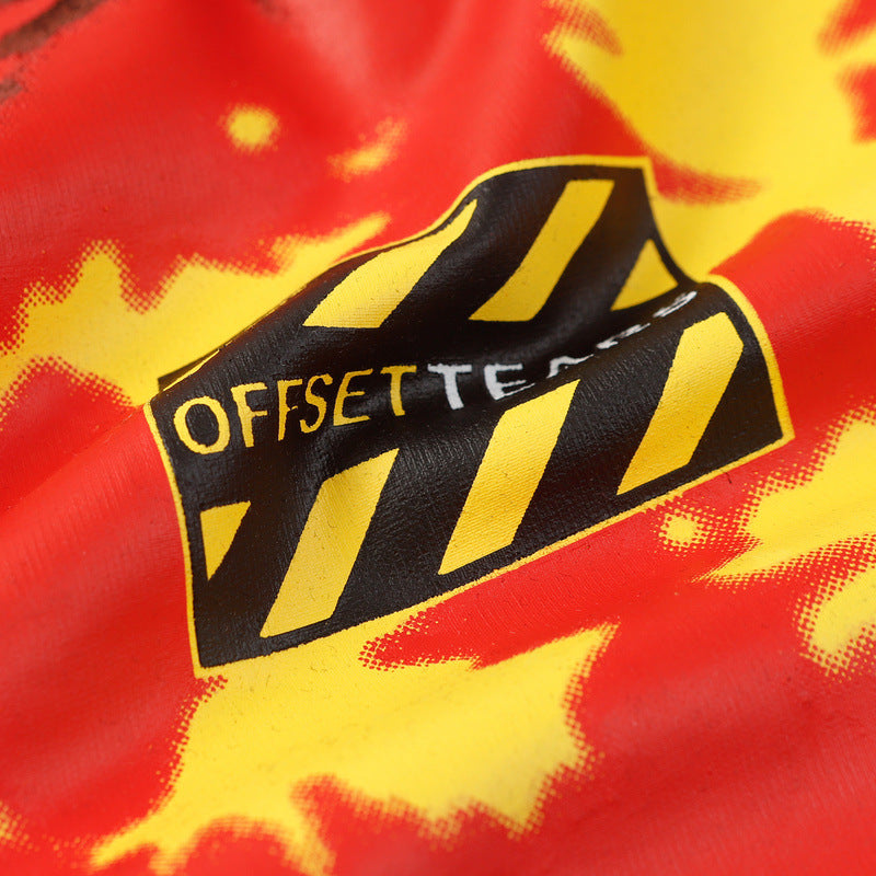 Denim Tears T-shirts Flame Wood Cotton Printed Loose Short Sleeve T-shirt