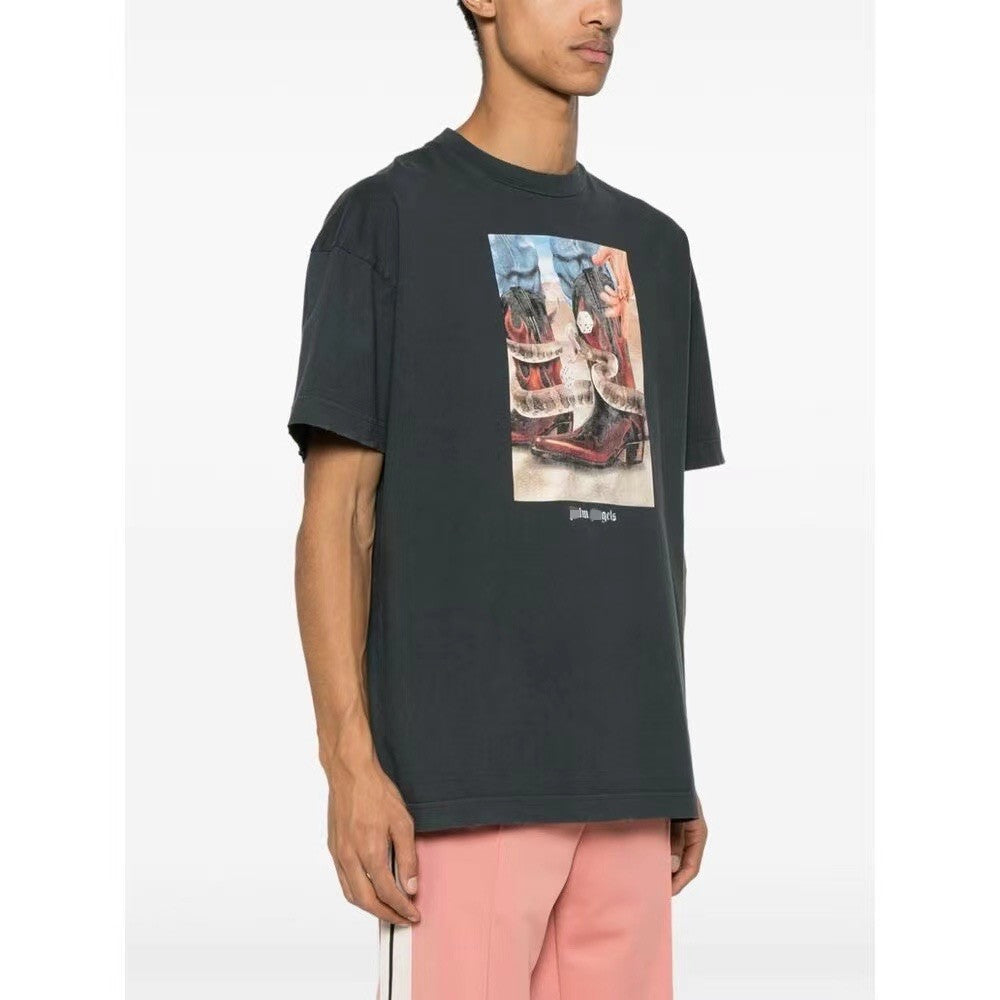 Palm Angels T-shirt Dice and Snake Print Short Sleeve T-shirt