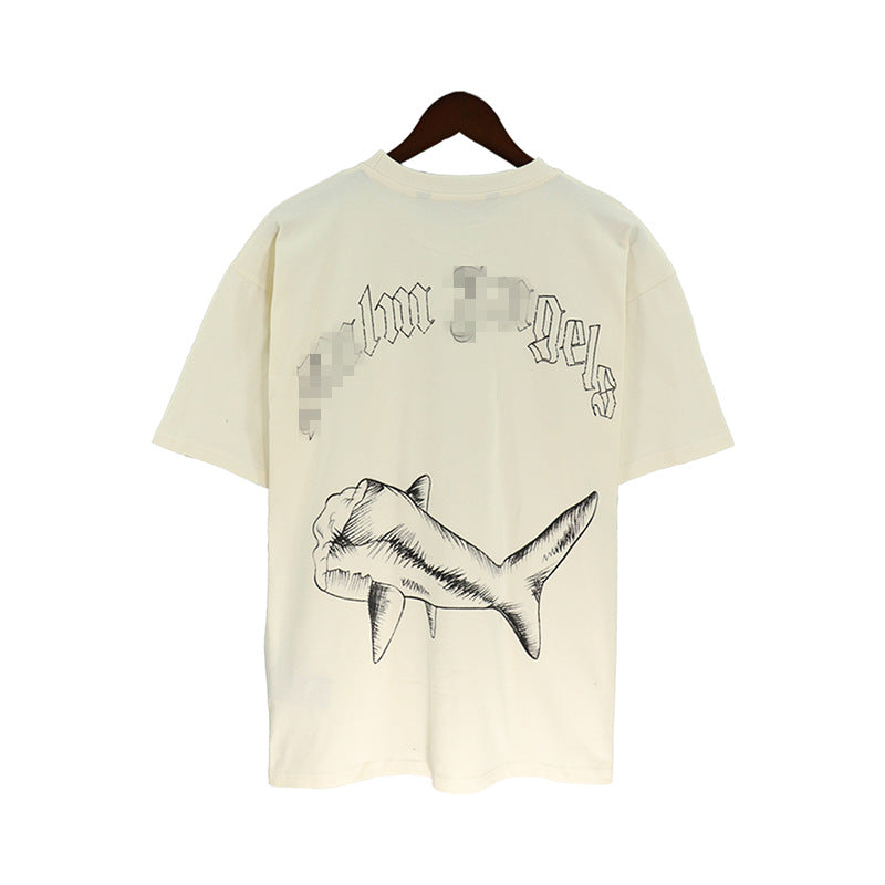 Palm Angels T-shirt Sketch Break Shark Alphabet Short Sleeve T-shirt
