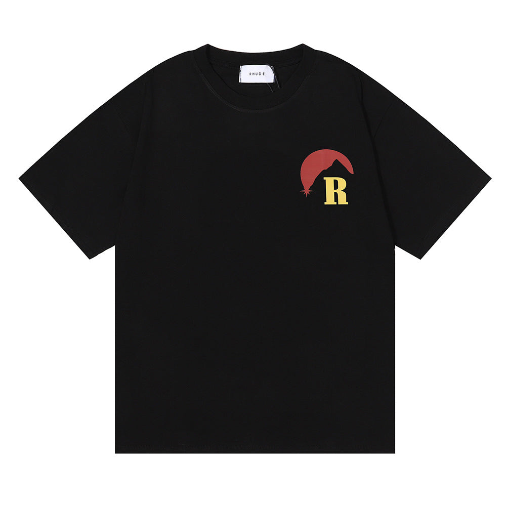 Rhude T-shirt Sunset Design Sense Printed Short Sleeve T-shirt