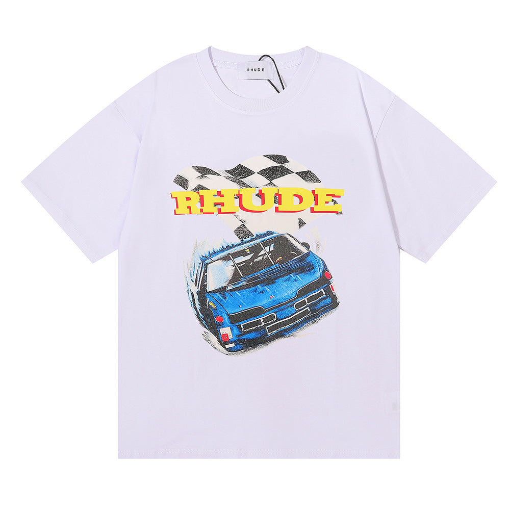 Rhude T-shirt Micro Label Alphabet Racing Print Short Sleeve T-shirt