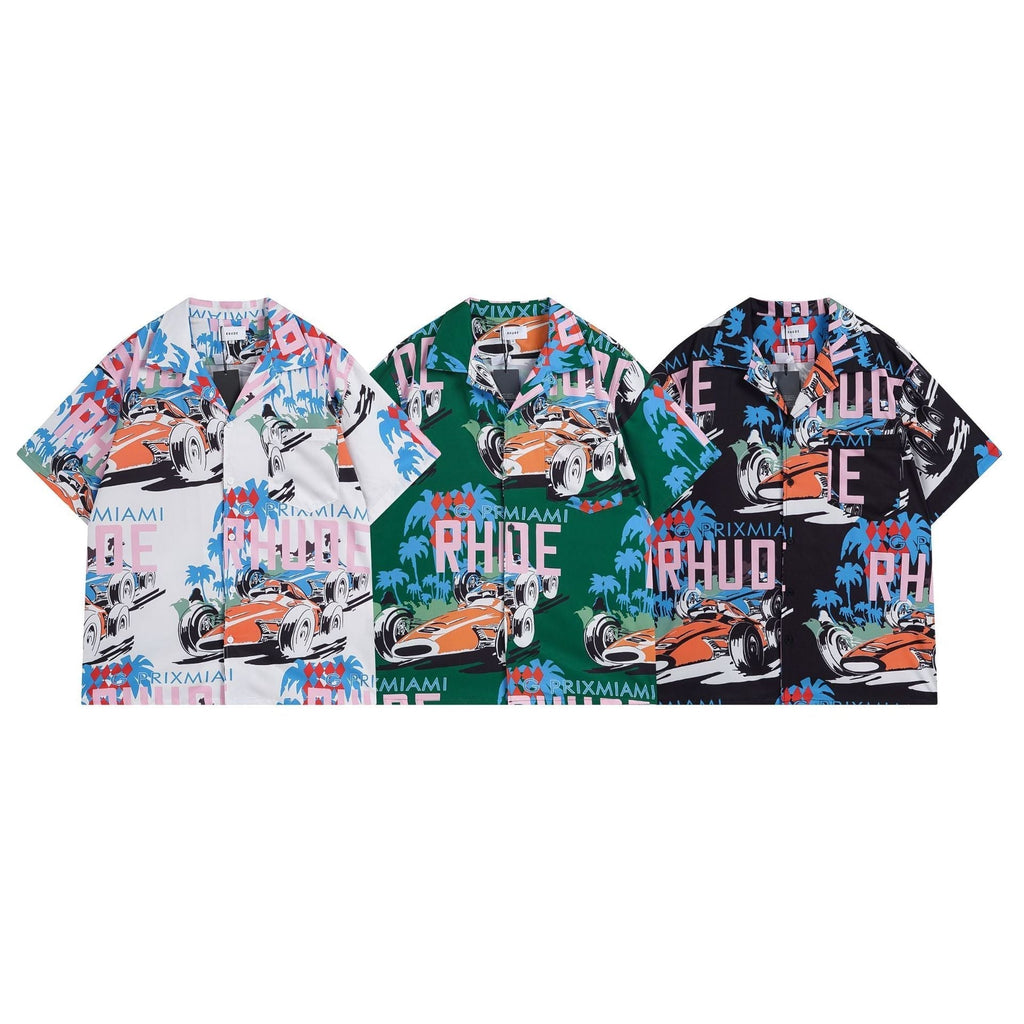 Rhude T-shirt Racing Letter Logo Casual Short Sleeve Shirt, Shorts
