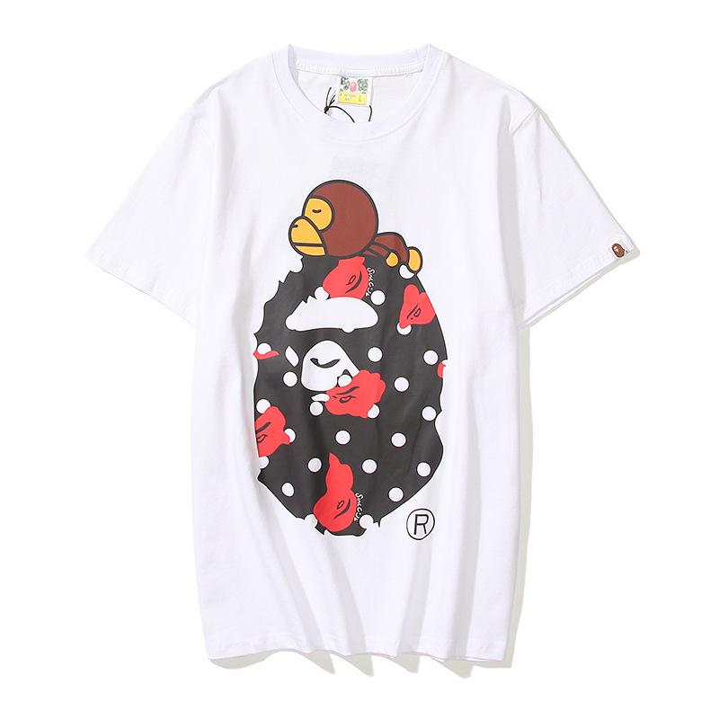 Bathing Ape T-Shirt Summer Cartoon Anime Animal Print Short Sleeve T-shirt