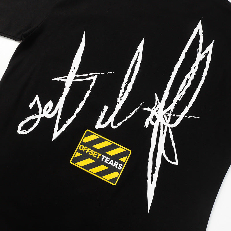 Denim Tears T-shirts Flame Wood Cotton Printed Loose Short Sleeve T-shirt