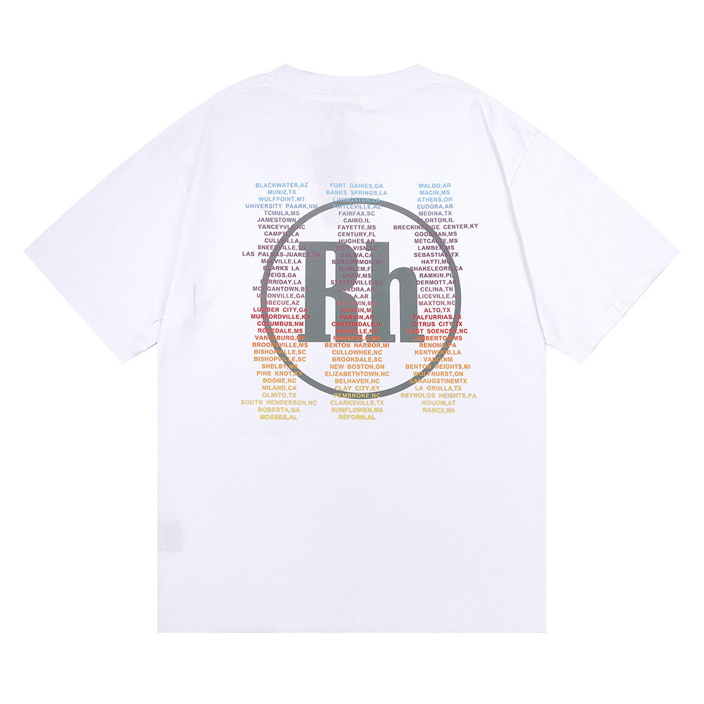 Rhude T-shirt Micro Label Alphabet Racing Print Short Sleeve T-shirt