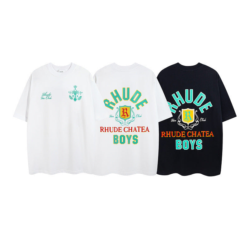 Rhude T-shirt Micro Label Letter Coconut Pattern Short Sleeve T-shirt