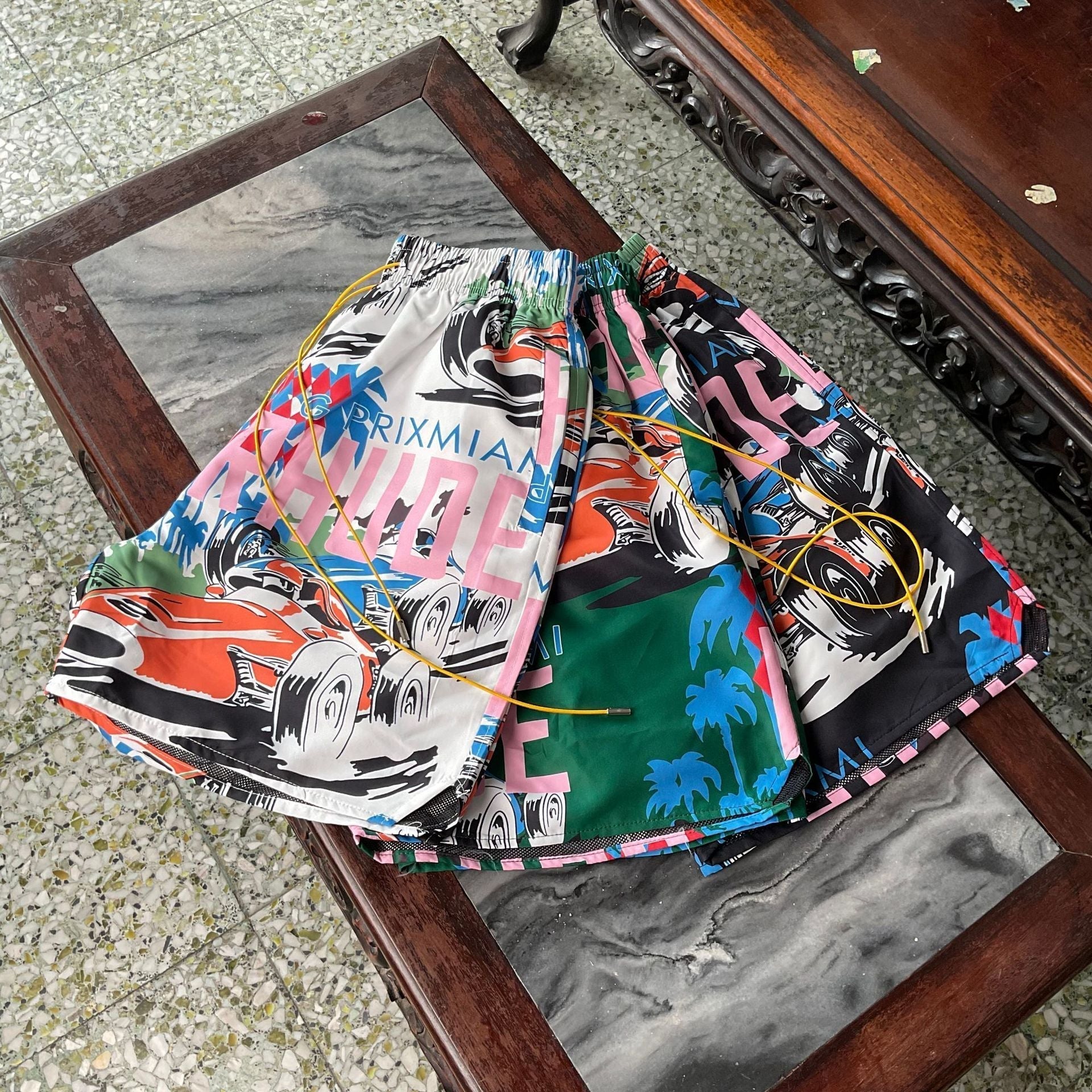 Rhude T-shirt Racing Letter Logo Casual Short Sleeve Shirt, Shorts