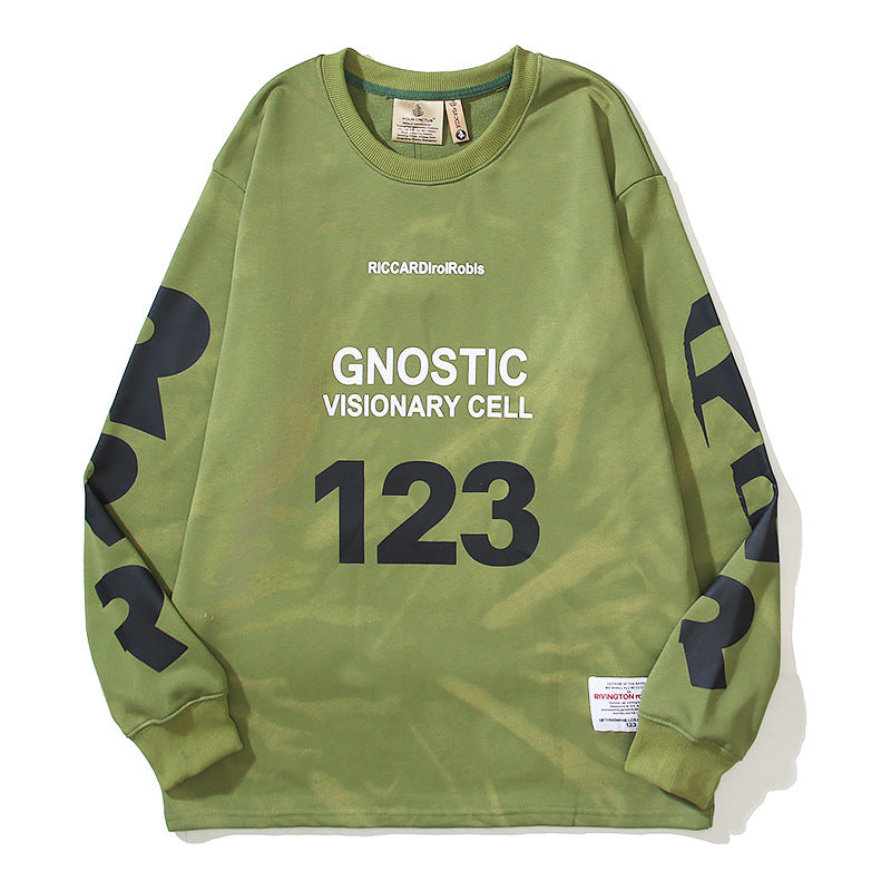 RRR123 Sweatshirt Bat Print Crew Neck Sweater