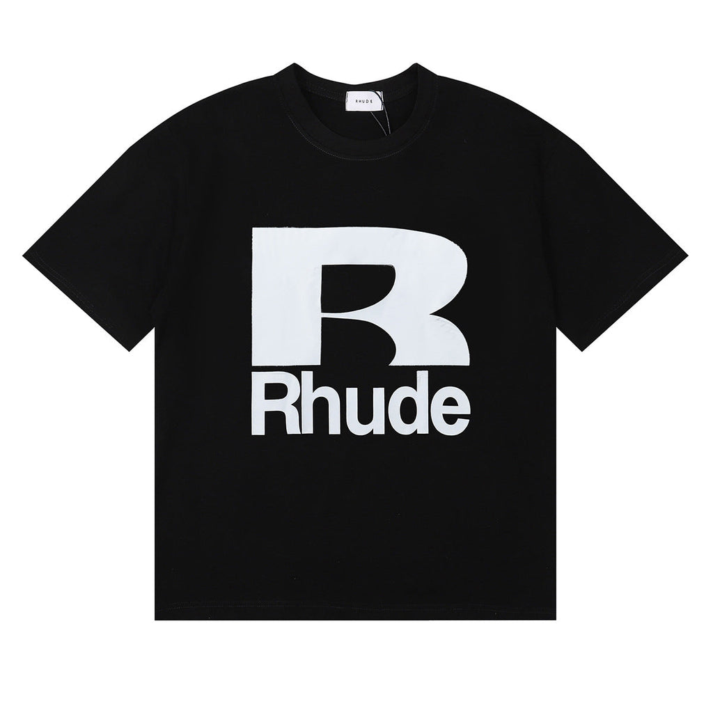 Rhude T-shirt Alphabet Coconut Racing Pattern Short Sleeve T-shirt
