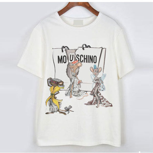 Moschino T-shirt Teddy Bear Mickey Mouse Printed T-shirt Men And Women
