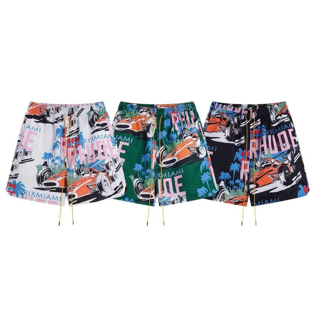 Rhude T-shirt Racing Letter Logo Casual Short Sleeve Shirt, Shorts