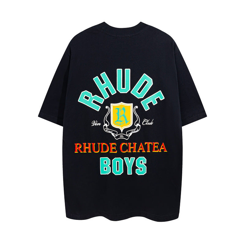 Rhude T-shirt Micro Label Letter Coconut Pattern Short Sleeve T-shirt