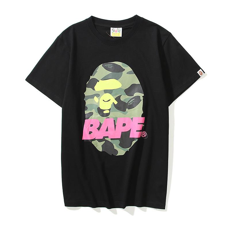 Bathing Ape T-Shirt Summer Pink Letter Print Short-Sleeve T-shirt
