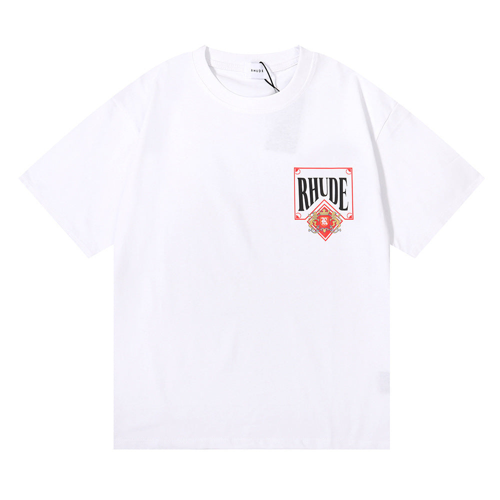 Rhude T-shirt Micro Label Letter Card Print Short Sleeve T-shirt