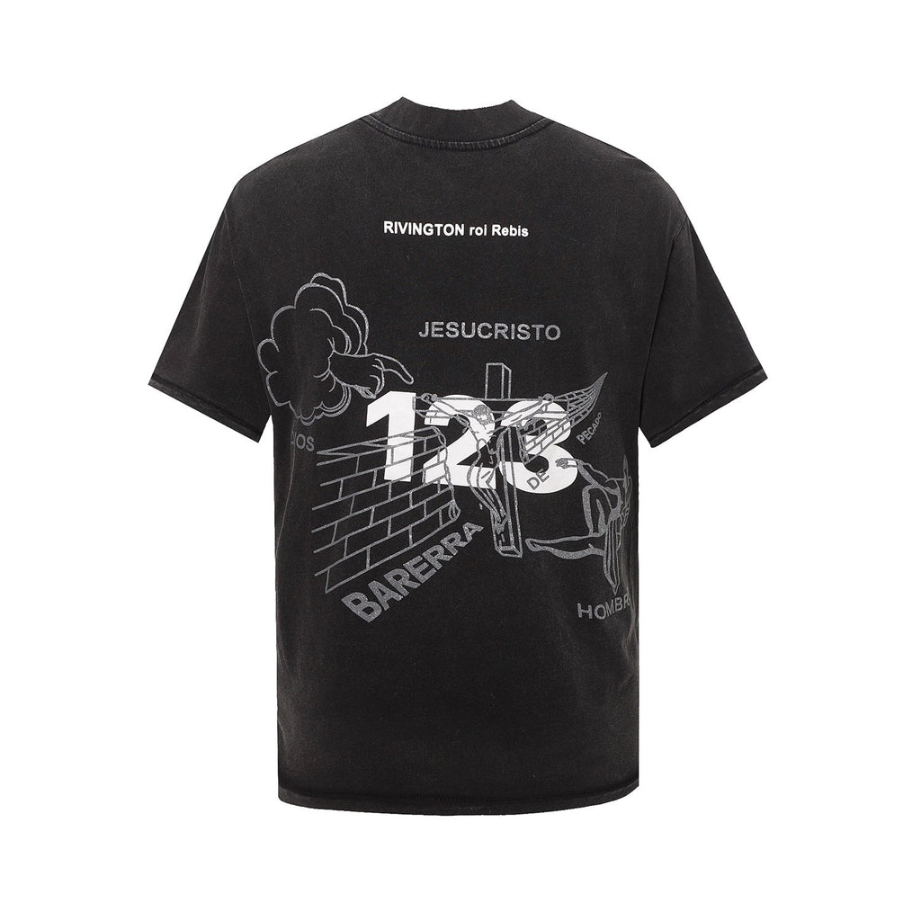 RRR123 T-shirt Small Neckline Loose Distressed T-shirt