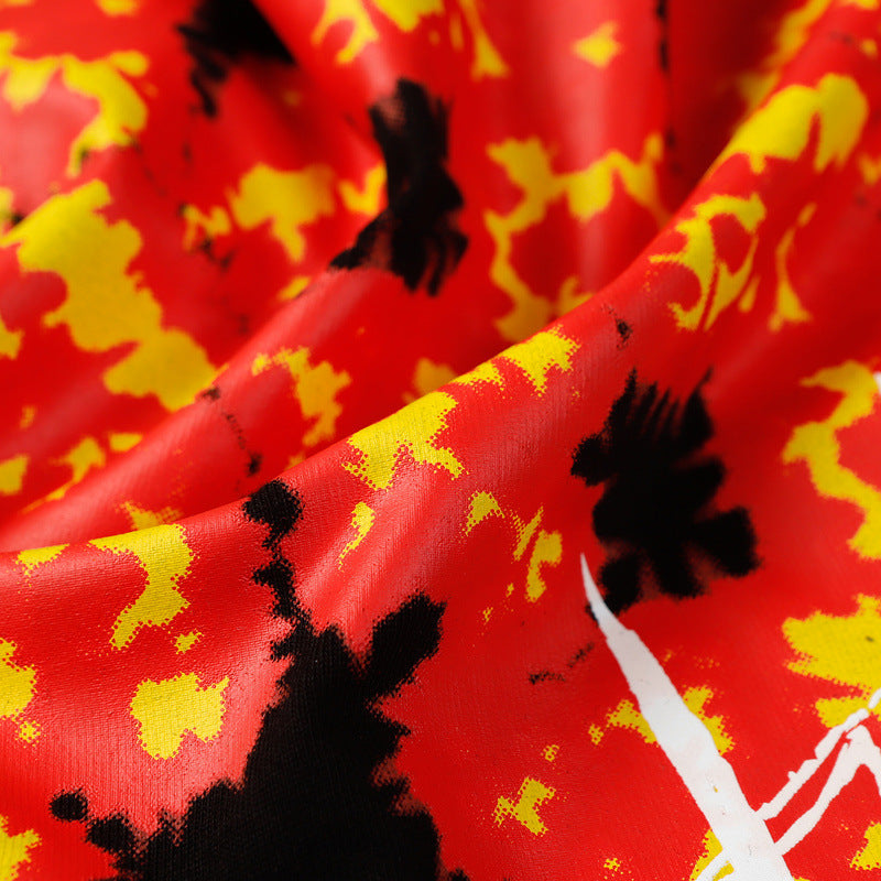 Denim Tears T-shirts Flame Wood Cotton Printed Loose Short Sleeve T-shirt