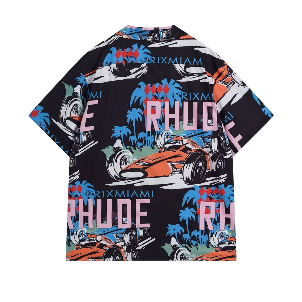 Rhude T-shirt Racing Letter Logo Casual Short Sleeve Shirt, Shorts