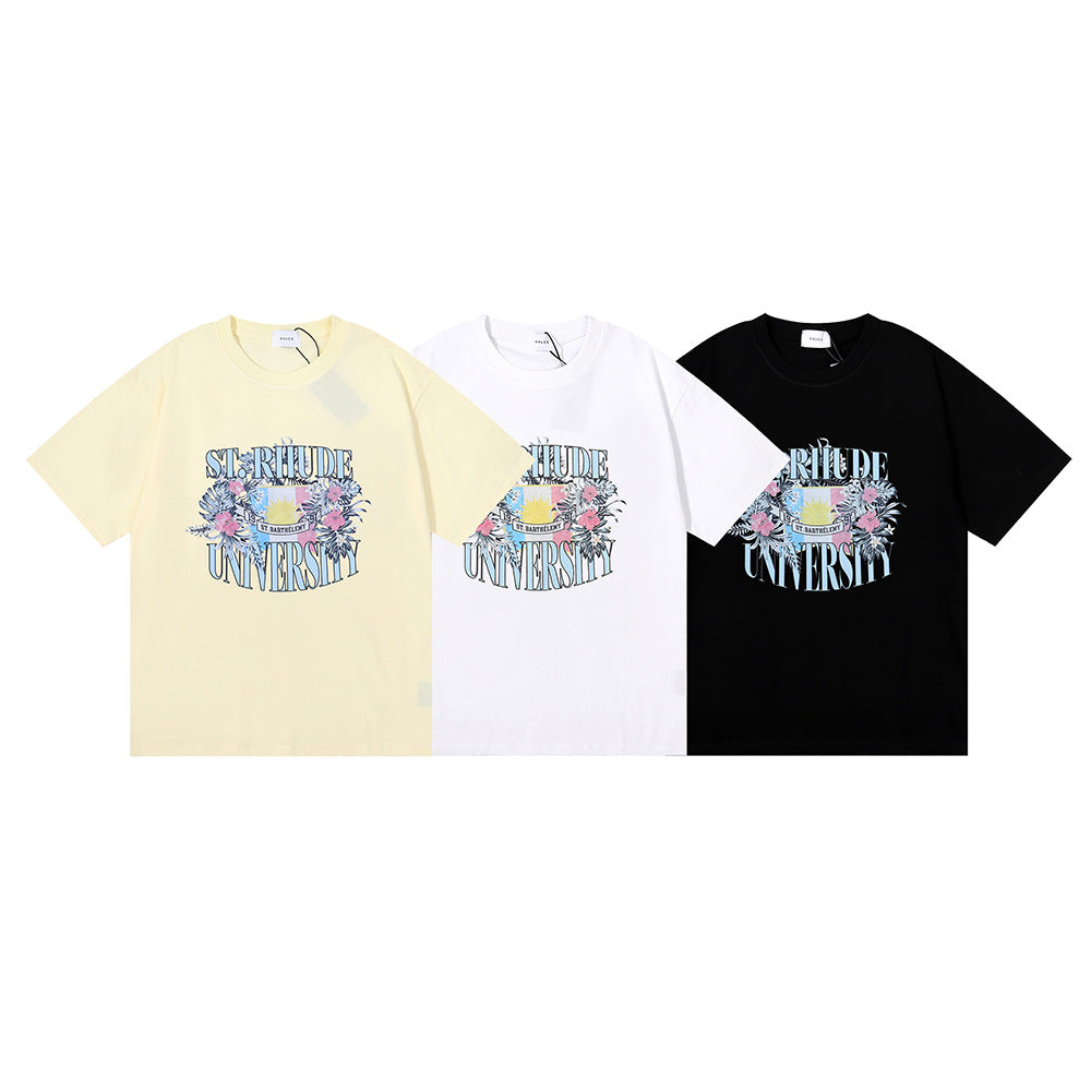 Rhude T-shirt Flag Floral Print Short Sleeve T-shirt