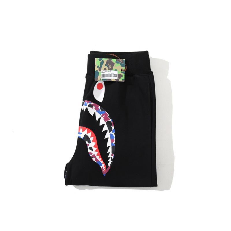 Bathing Ape Shorts Shark Head Black Shorts Men's and Women's Fashion Tether Shorts
