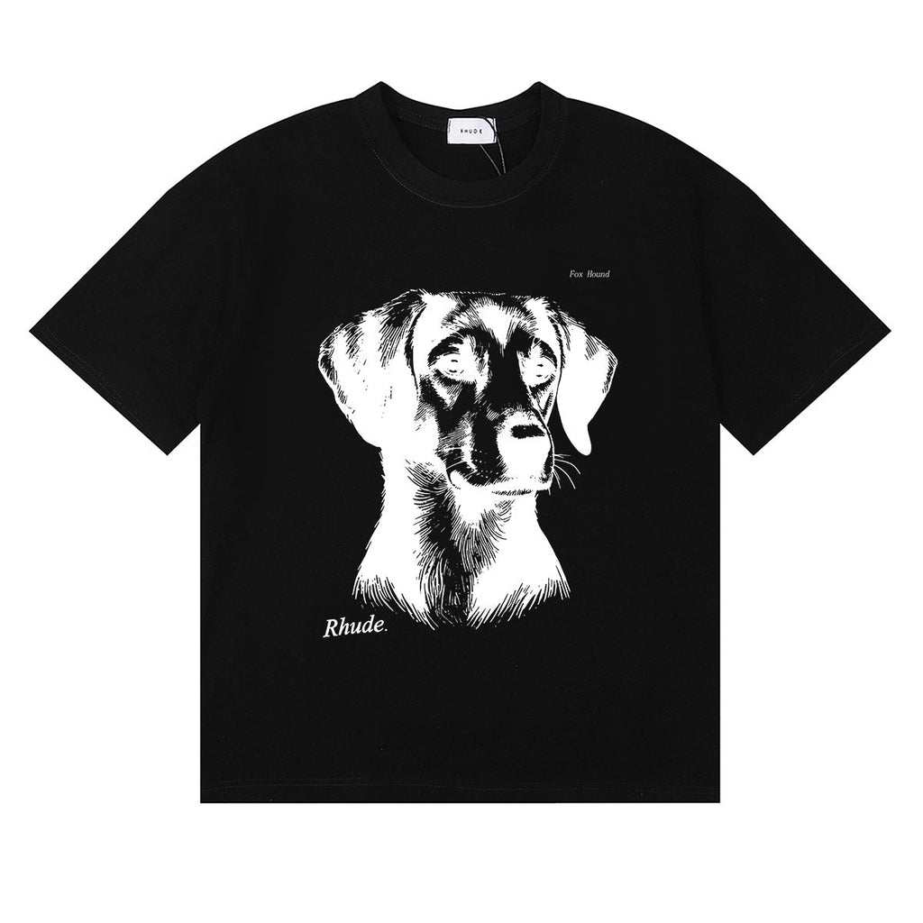 Rhude T-shirt Hound Letter Print Short Sleeve T-shirt
