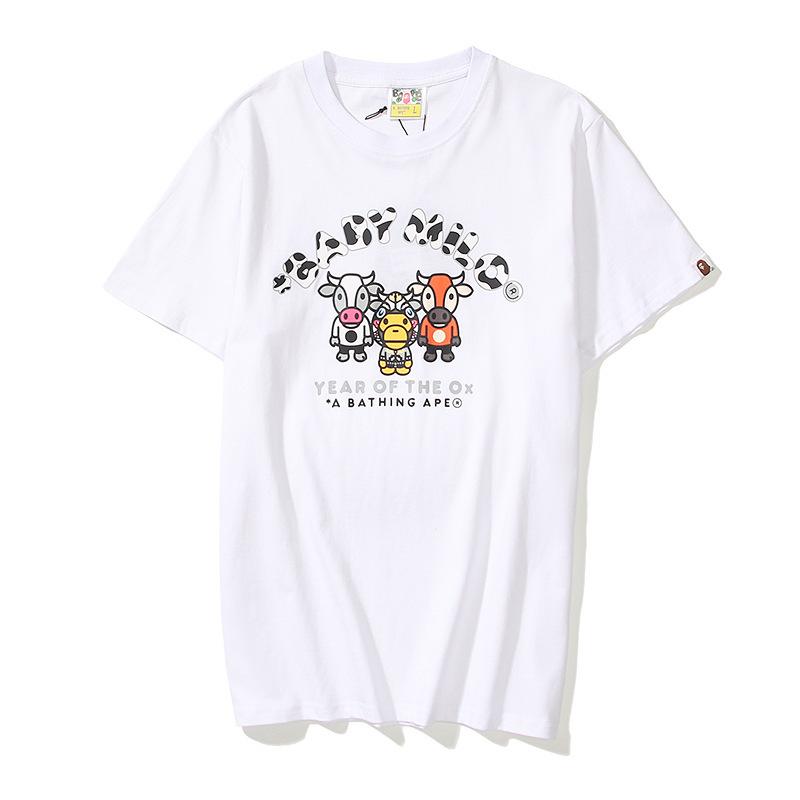 Bathing Ape T-Shirt Summer Plus Size Loose Cartoon Anime Print Short Sleeve T-shirt