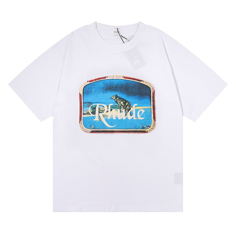 Rhude T-shirt Micro Label Letter Retro Printed Short Sleeve T-shirt