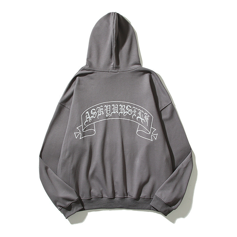 Askyurself Hoodie Letter Loose Hooded Sweater Men's Casual