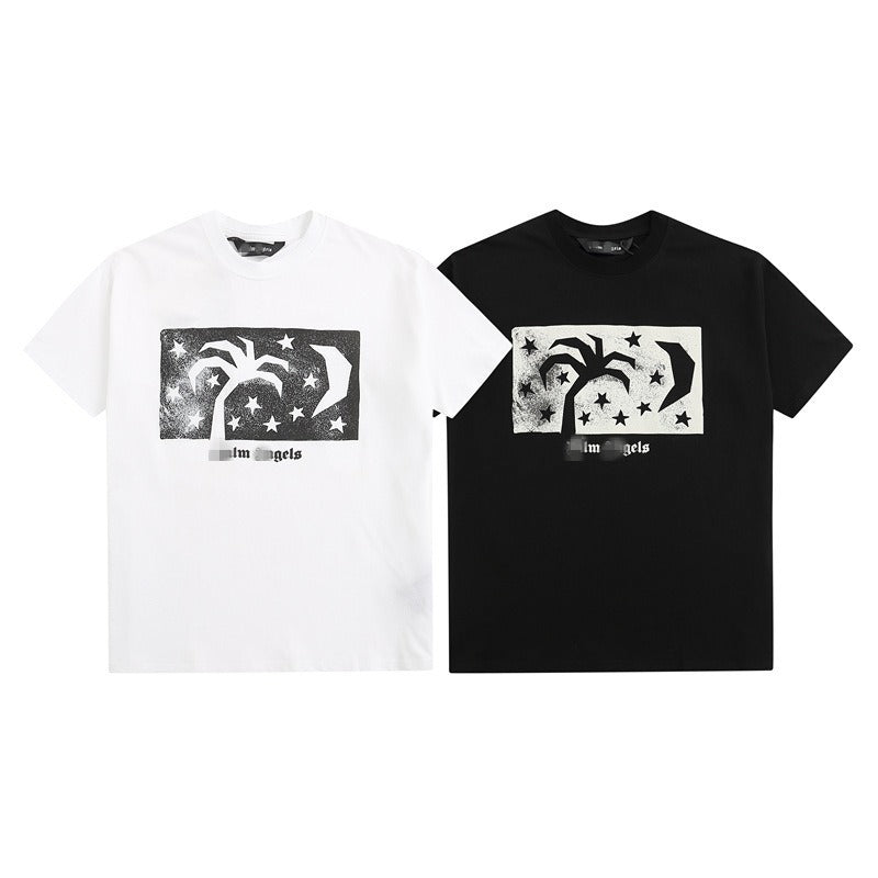 Palm Angels T-shirt Star Moon Print Short Sleeve T-shirt