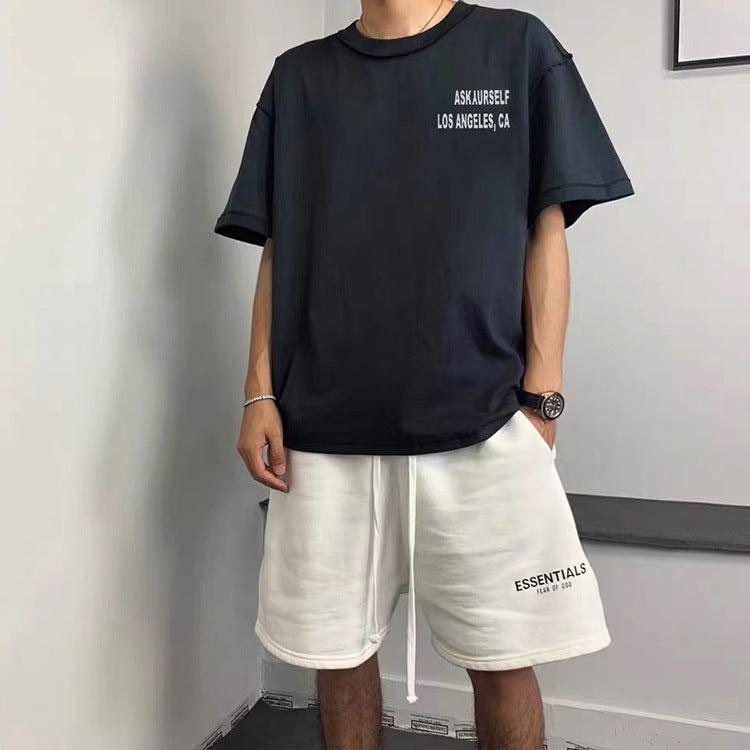 Askyurself T-shirts Casual Loose Distressed Short Sleeve