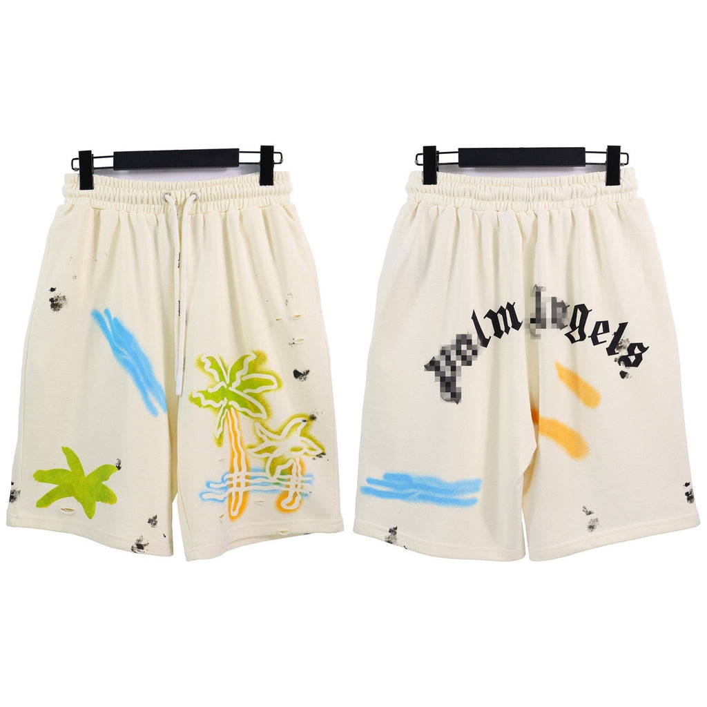 Palm Angle Shorts Palm Angels Hole Casual Shorts Men's and Women's Beach Sports Shorts